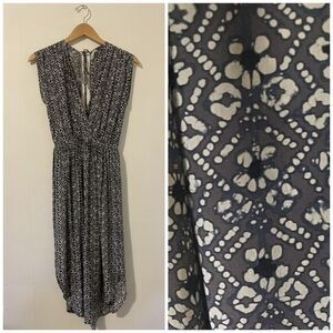 Ulla Johnson Gray Floral Midi Dress Sleeveless Casual Wedding Party Size 2 Silk